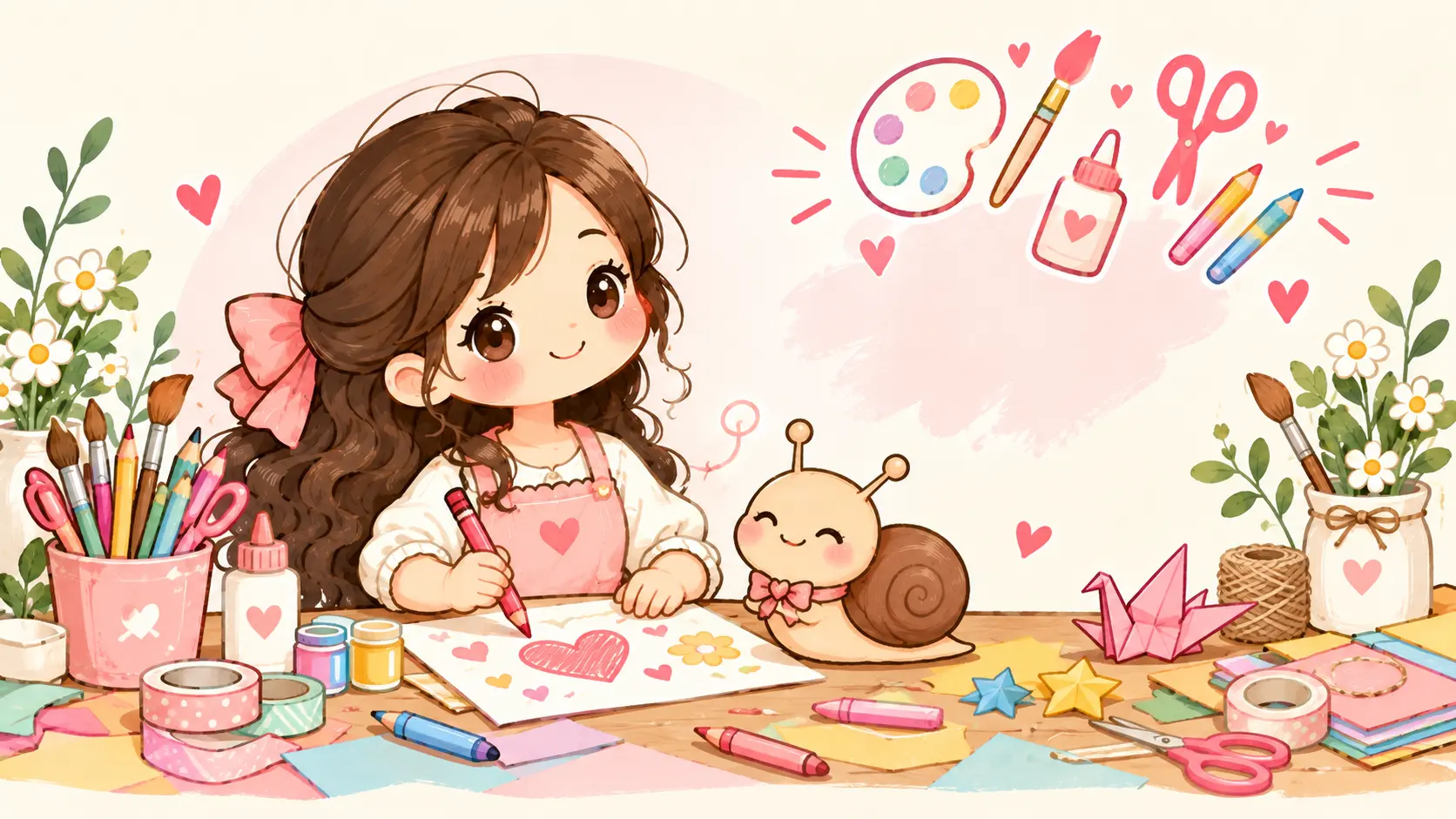 Cute kawaii stationery and artistic prints for creative workspaces